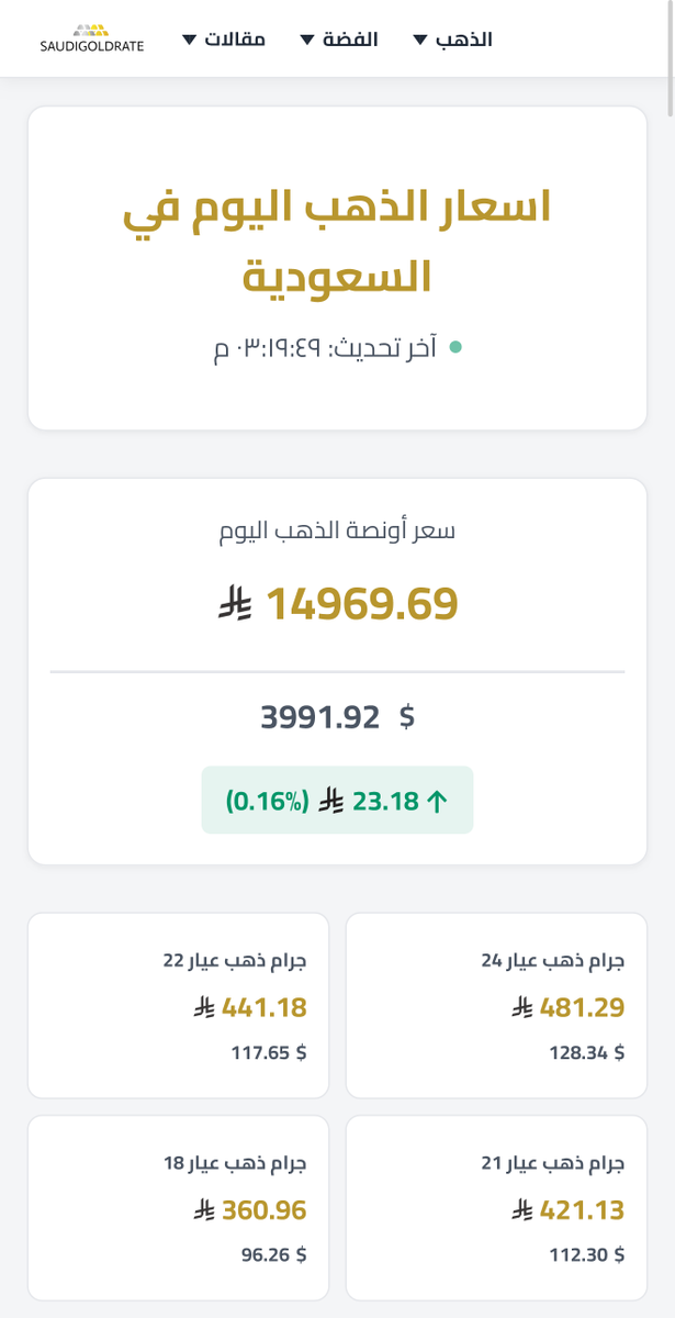 saudigoldrate's tweet photo. #أسعار #الذهب #يوم_الجمعة في #السعودية  

سعر أونصة الذهب 3991$ (0.16+%)

لمتابعة الأسعار بشكل مباشر
https://t.co/V8PaD5XJVl https://t.co/RTbKfx2L3R
