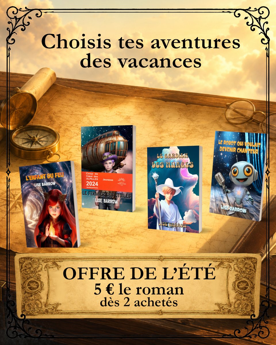 LiseBarrow's tweet photo. Quel sera ton premier voyage cet été ?
🌋 Volcans
☁️ Nuages
✨ Étoiles
🎵 Musique
À chacun son voyage.
Offre de l'été : 5 € le roman dès 2 achetés sur la boutique.
👉 RDV sur la boutique.

#FantasyJeunesse #LectureJeunesse #RomanJeunesse #LectureEnfant https://t.co/VJT2Fj8RJX