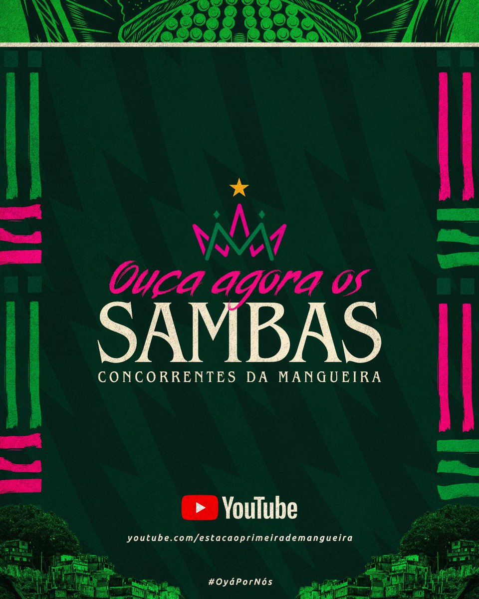 gresmangueira's tweet photo. Alô, nação! Sambas concorrentes da Estação Primeira disponíveis em nosso canal do YouTube. Corre lá para assistir e escolher seu favorito!

Nossa disputa começou! Oyá Por Nós!

https://t.co/djaiWrImPq https://t.co/prGiRNBi3X