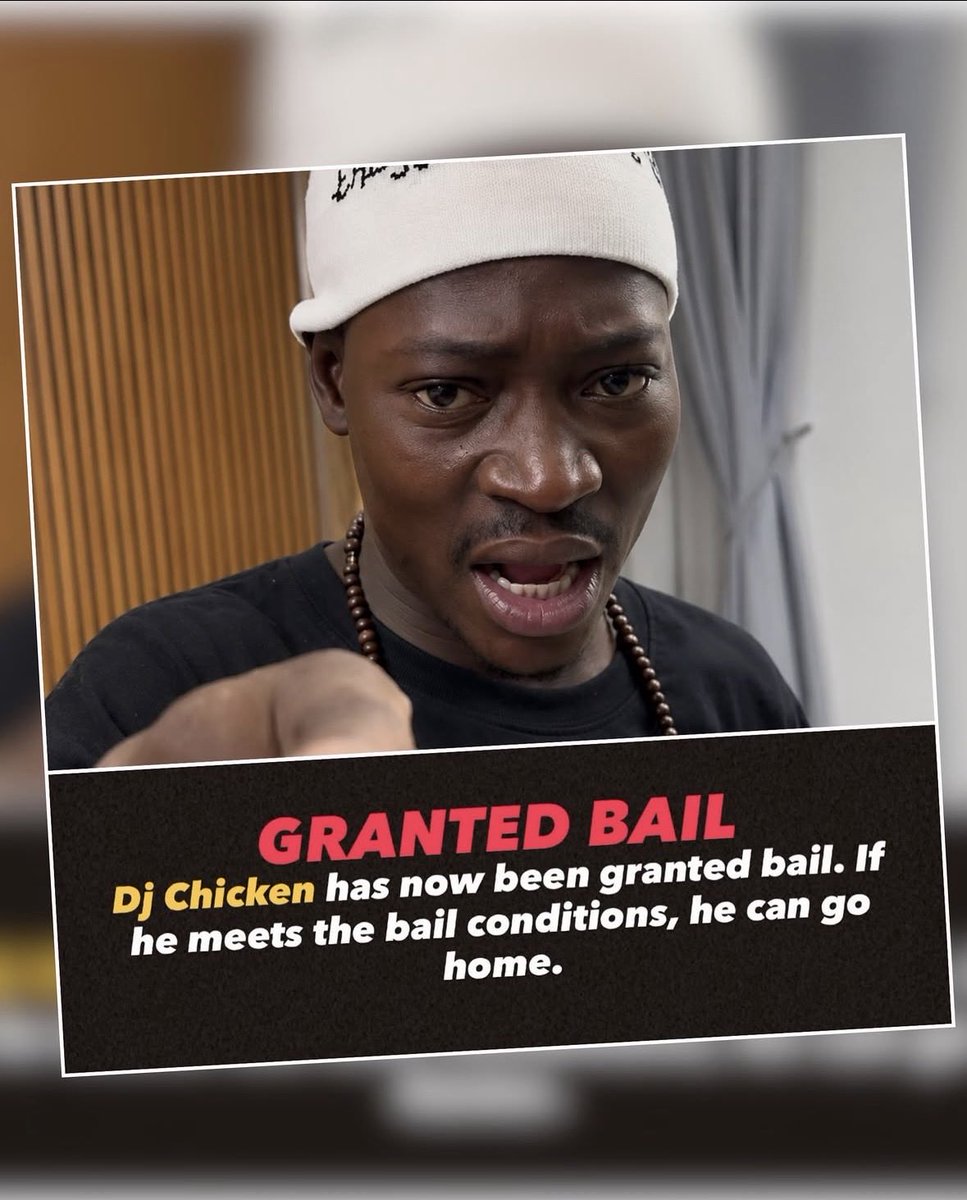 imisituntun's tweet photo. π¨ BREAKING: DJ Chicken has been released after meeting his bail conditions.
The popular TikTok personality has regained his freedom following his recent remand. More details are expected to emerge as the story develops. #DJChicken #BreakingNews https://t.co/dKrIF0R6o7
