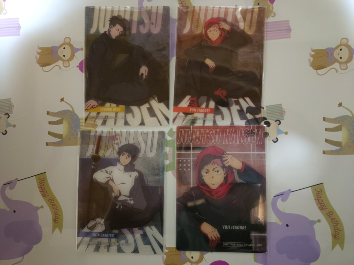2525ojr's tweet photo. 【交換】呪術廻戦 PLAZA プラザ
購入特典　クリアカード

譲→虎杖、夏油、乙骨
求→伏黒、棘

郵送での交換希望です。
よろしくお願いいたします。 https://t.co/5ysRD1s6qo