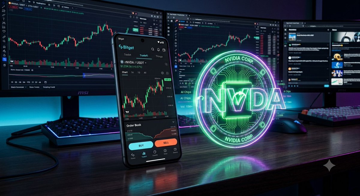 crazy26401638's tweet photo. Bitget’s TradeFi rTokens are really fresh and useful. They beautifully connect traditional stock markets with Web3.
My favorite rToken is NVDA. Trading from the Bitget App is also really easy and convenient.
#BitgetSEArTokens #TradFi #rToken #BitgetMyanmar https://t.co/KG8GW2vg1T
