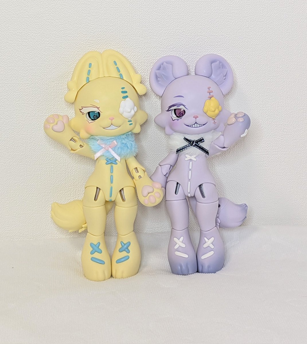 lemongrass_do's tweet photo. UFdoll UMAの子達今日夕方届きました
ブラインド仕様で購入してうちにはニコニコ顔のふたりが来てくれました🎉

黄色の子は　「ラビ」🐰
紫色の子は　「ルナ」🌙
と名付けました https://t.co/M4LEzxXqeL