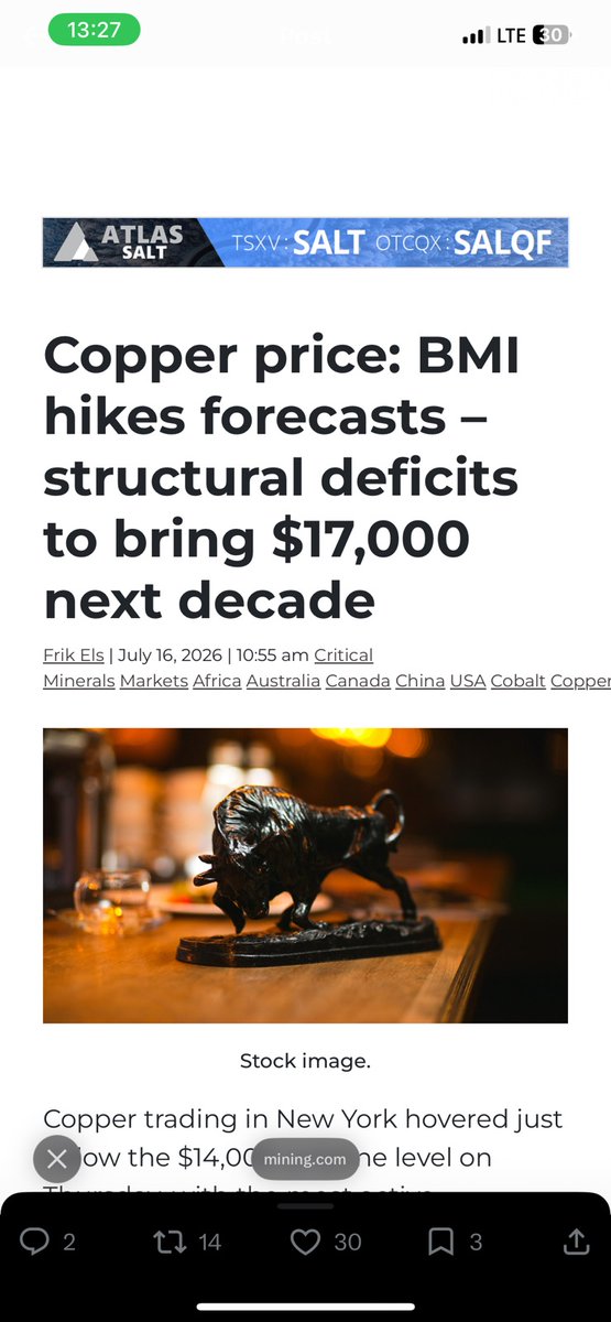 Kobe_1p's tweet photo. COPPER SET AN ALL-TIME HIGH ABOVE $6.60 PER POUND IN JUNE.

A future deficit approaching 1.5 million tonnes annually would create a very different environment for copper projects. Investors, governments, and major producers could all place greater value on exploration companies capable of identifying the next generation of supply.

For NRED, a stronger long-term copper market can increase the importance of every operational milestone. Permitting, geophysics, target refinement, fieldwork, and eventual drilling could all receive more investor attention in a market searching for future supply.

This is why I continue to view NRED as a positive multi-year copper exploration story

#ENGARG #NationalHotDogDay #WWERaw
COST GMM AAPL BULLCAT ELPW