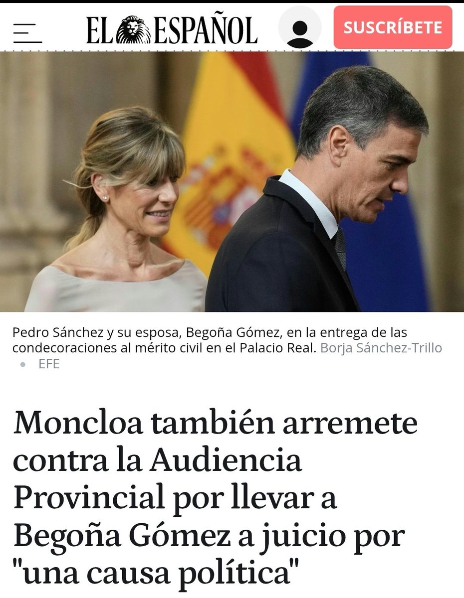 UACD_Youtube's tweet photo. Entonces según Pedro Sánchez los órganos judiciales fachas son:

- El Tribunal Supremo por condenar al Fiscal General del Estado y por no amnistiar a Puigdemont que él prometió que le traería para juzgarle.

-El Tribunal Superior de Justicia de Madrid por tumbar por unanimidad su querella por prevaricación contra el Juez Peinado y acusarle de abuso de derecho y de la Abogacía del Estado.

-La Audiencia Provincial de Badajoz en pleno por condenar su hermano.

-La Audiencia Nacional por investigar a Zapatero y sus abalorios, las cloacas del PSOE e imputar de modo inminente al Partido del Gobierno.

-La Audiencia Provincial de Madrid por avalar por unanimidad que se enjuicie por un jurado a Begoña Gómez y ver indicios sólidos de corrupción.

-La jueza Biedma y el Juez Peinado por Supuesto.

Es tan delirante que esta etapa pasará a la Historia de España como la más sórdida y oscura de la democracia.
Pero acabarán en la cárcel.
Y si no al tiempo.

Todo sobre el auto de ayer como abogado de la Acusación Popular desmontando los bulos del Gobierno del Bulo, aquí👇
https://t.co/aQbaiZjb6u