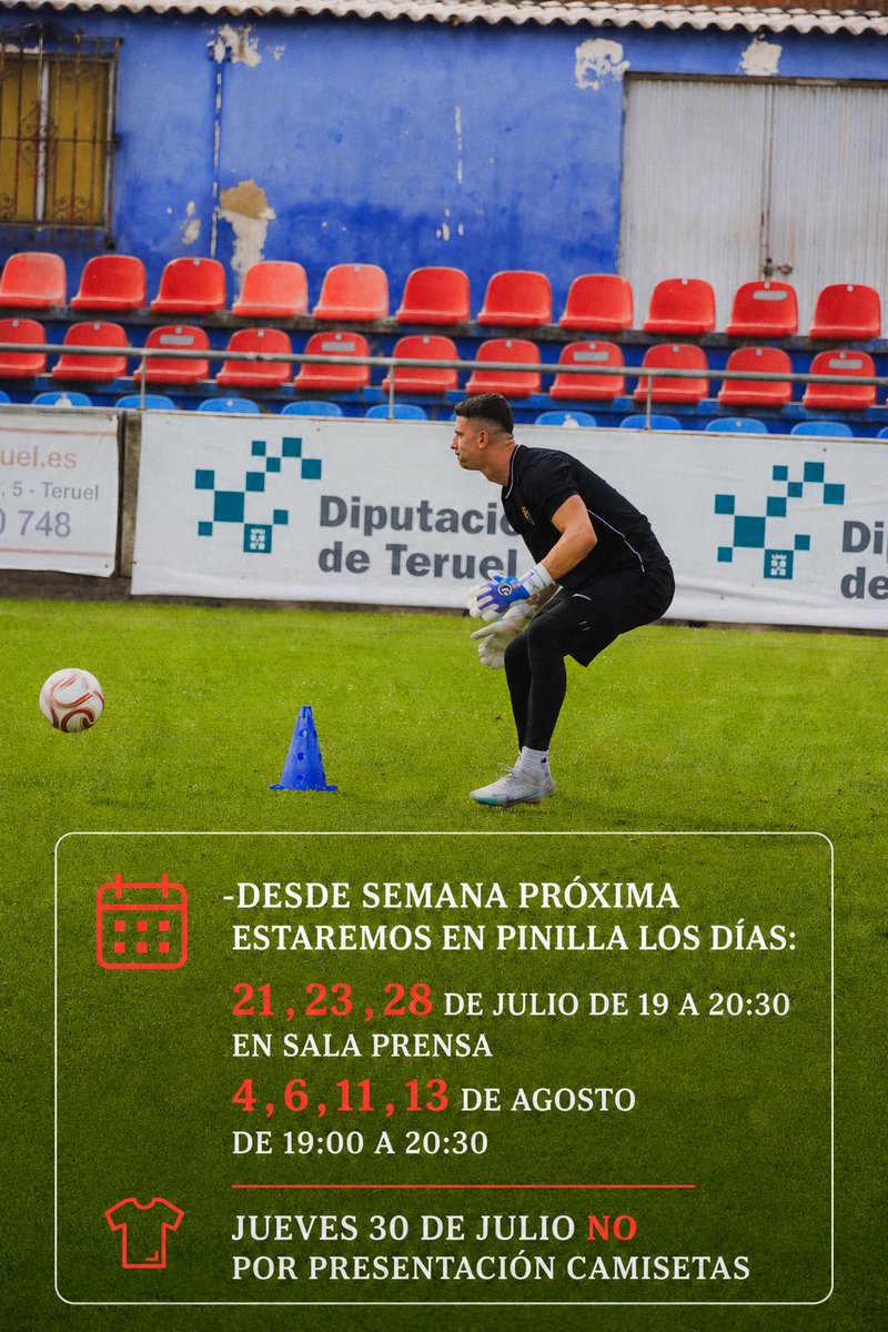 TeruelCd's tweet photo. 🔴🔵 Atención sobre carnets y nuevos socios:

📍 Domingo: Pantalla Selección desde las 18:30.

🏟️ Pinilla (Sala de Prensa):
21, 23 y 28 de julio | 4, 6, 11 y 13 de agosto
🕖 19:00-20:30

⚠️ 30 de julio: sin atención.
🎟️ 4 y 8 de agosto: atención desde las 18:00.
❤️💙 https://t.co/S0Zs4zVngM