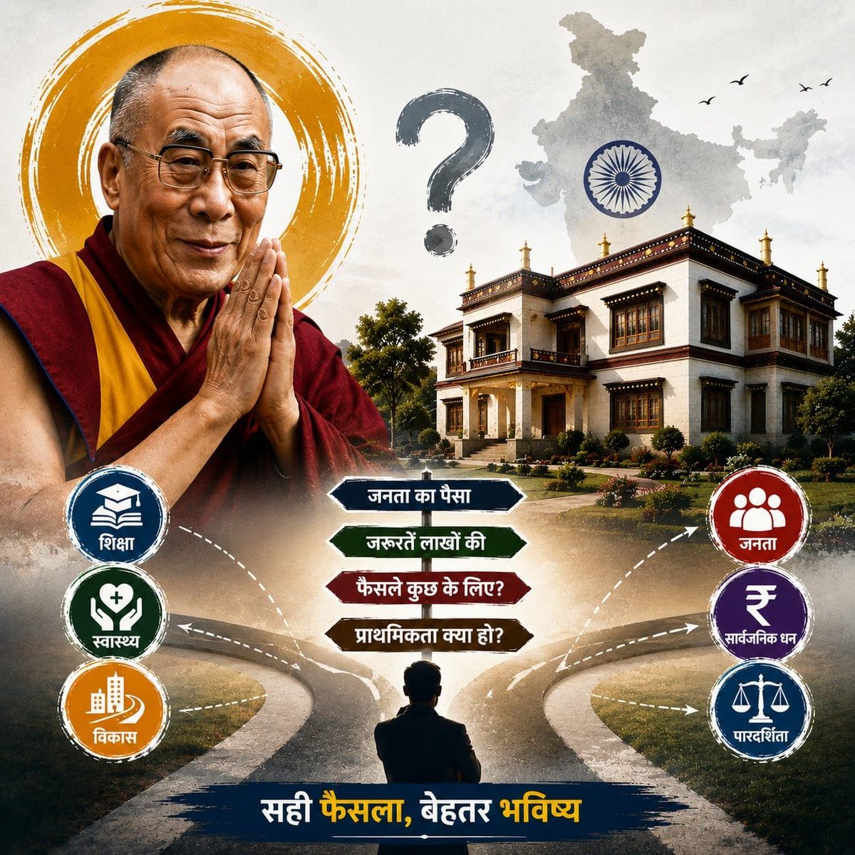 Amar63257's tweet photo. If public funds are involved in the reported New Delhi Dalai Lama residence project, the government should explain the cost, purpose, and benefits clearly #DalaiLamaNewResidence https://t.co/fVJBMjFSpy