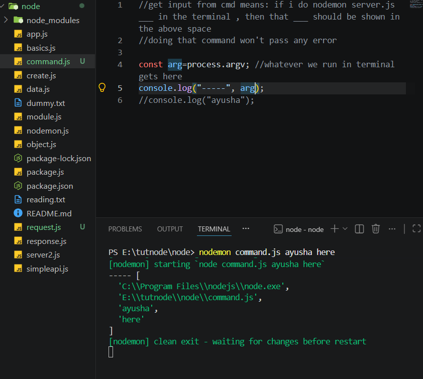 aayusha1317's tweet photo. #LSPPDay45 learnt about inputs with cmd, getting the terminal data in the array and using it for as the port. using of this, we can make dynamic port.
#LearningWithLeapfrog #60DaysOfLearning2026 @lftechnology #nodejs https://t.co/gxuPWLns5x