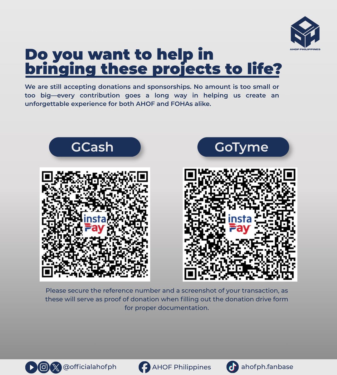OfficialAHOFPH's tweet photo. LET'S COMPLETE THE LINEUP OF PROJECTS! 💙

FOHAs, thank you so much for making these projects possible!

✅ [FULLY FUNDED] SPARKSCAPE: An AHOF Fan Pass-Through Experience
✅ [FULLY FUNDED] Birthday Cakes for Shuaibo & Juwon + AHOF Anniversary Cake

Now, we're setting our sights on the remaining approved projects:

🦋 Butterfly-Style Paper Plane Project — 20% Funded
💡 LED Banner Project — 0% Funded

However, we received an update today stating that the Butterfly-Style Paper Plane will only be distributed to SVIP ticket holders and that the distribution will be handled by the SM MOA Arena ushers at the SVIP entrance.

If you still have extra funds to spare, we'd be truly grateful for your support in helping us bring our remaining approved projects to life.

🔗Donation Form: https://t.co/9dE1OwaCsr
🔗Transparency Tracker: https://t.co/g0cEC5rHXs

The ₱91 Challenge runs until July 19, with raffle winners announced on July 20.

Only 8 days left until The First Spark Tour in Manila! Let's make every project happen and create unforgettable memories for AHOF and FOHAs. 💙✨