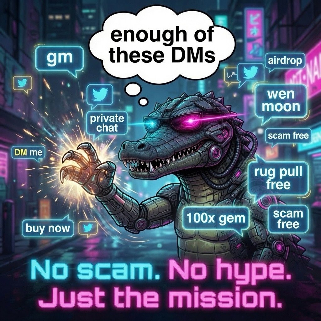 Pregator_gator's tweet photo. When your DMs are full of scammers and rug pullers ๐ Pregator said: Enough of these DMs NOT TODAY. No scam. No hype. Just the mission. $GATOR
#GATOR #SGATOR #Pregator #DMScammers #NoScams #JustTheMission #MemeCoin #Crypto https://t.co/5Pk4TWbAtE