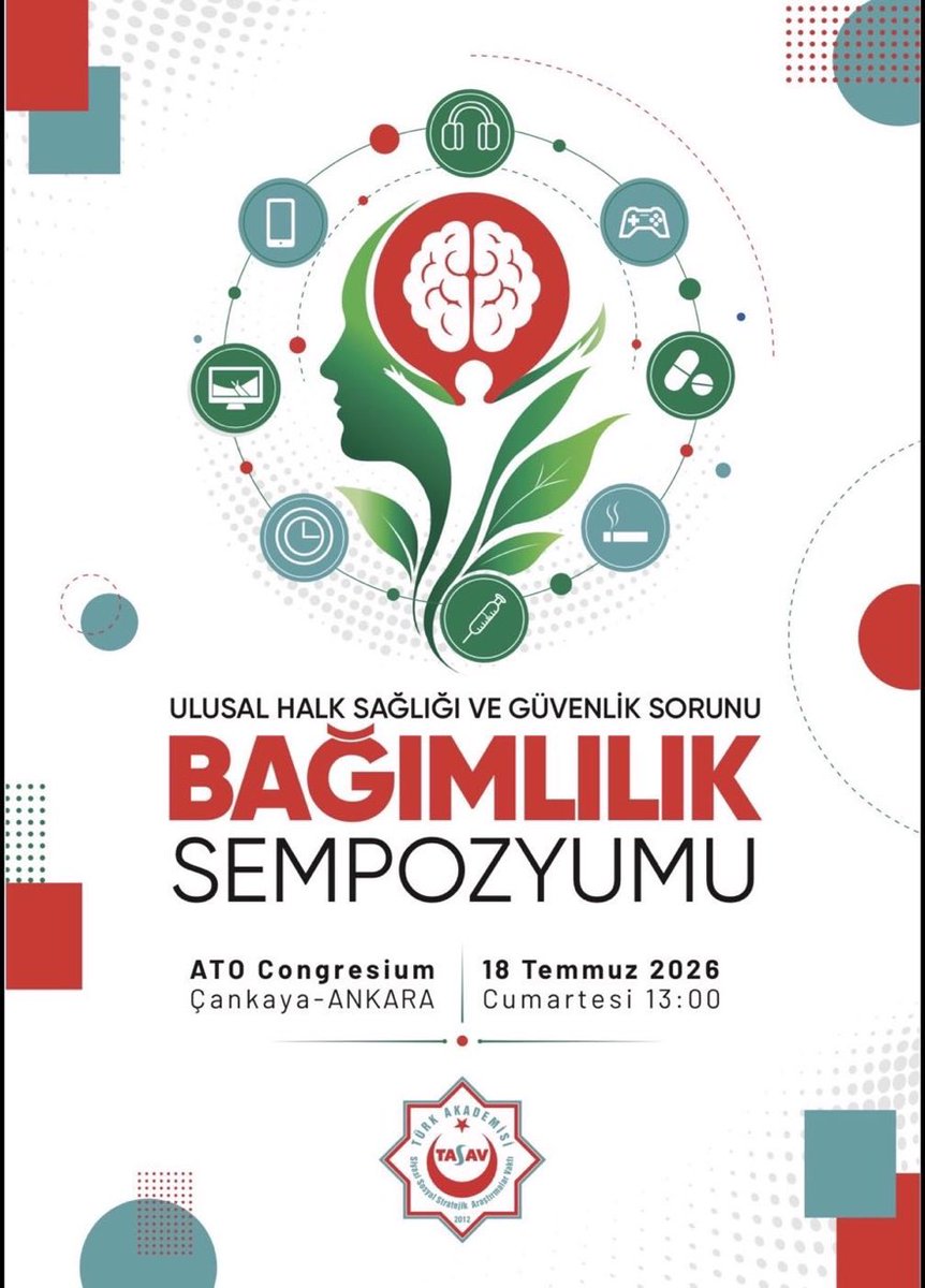 mgeceroglu80's tweet photo. Bağımlılıkla mücadele, geleceğimizi koruma mücadelesidir.

TASAV tarafından düzenlenen “Ulusal Halk Sağlığı ve Güvenlik Sorunu: Bağımlılık” Sempozyumu, 18 Temmuz 2026 tarihinde ATO Congresium’da gerçekleştirilecektir.

Bağımlılığa karşı ortak aklı ve bilimsel yaklaşımı güçlendirecek bu önemli programa tüm vatandaşlarımız davetlidir.