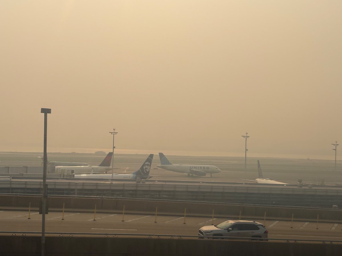 maiquelm's tweet photo. Low visibility at #DCA airport due to heavy air pollution at this morning in Washington, DC. 

@STATter911 https://t.co/B8kWYd0pdB