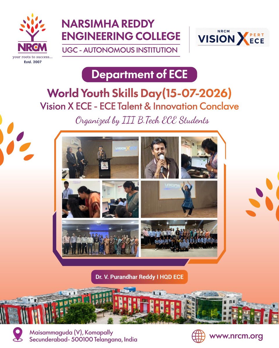 Nrec_college's tweet photo. The Department of ECE at NRCM proudly hosted Vision X ECE – Talent & Innovation Conclave, where students showcased their technical skills, creativity, and innovation.
#NRCM #VisionXECE #ECE #Innovation #Engineering #FutureReady #StudentSuccess https://t.co/bklO9ERFu4