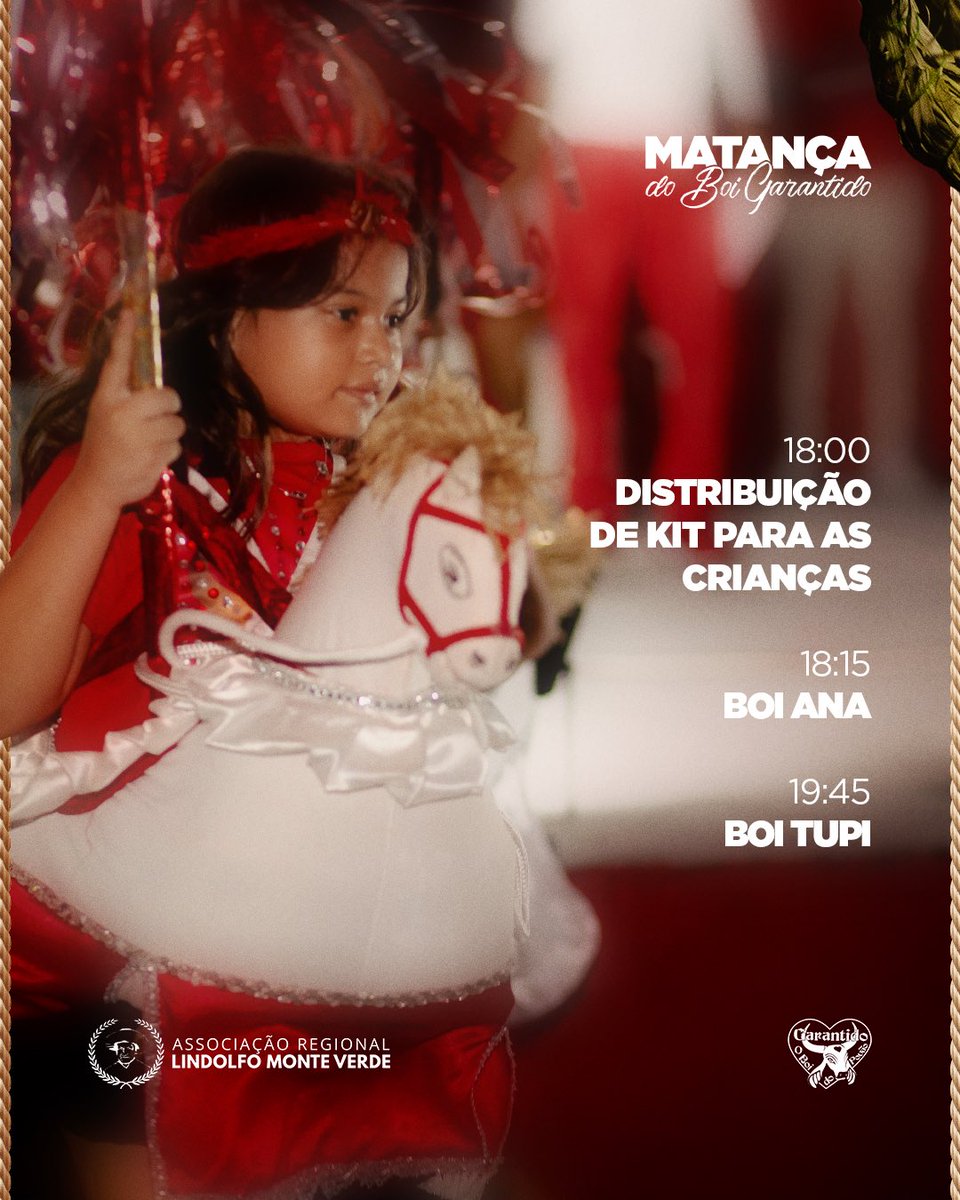 garantido's tweet photo. O Boi Garantido tem que voltar pra fazenda… 🐮♥️

Nesta sexta-feira (17), a partir das 18h, no Curralzinho da Baixa, acontece a tradicional Matança do Boi Garantido, marcando o encerramento da temporada bovina de 2026. https://t.co/GXBQJVnTTS