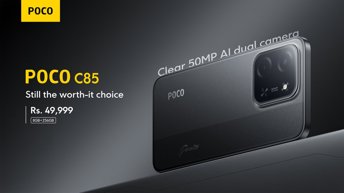 PocoPakistan's tweet photo. Clear 50MP AI dual camera shots, massive 256GB storage, and unbeatable value. 📸 Get the perfect blend of performance and value with the #POCOC85

Buy now:
Xiaomi Sale: https://t.co/mMf2zy3vFw
Mistore: https://t.co/lCDrqzPve4
Corecart: https://t.co/2pV3UAZ4GT https://t.co/fCJuJ5Zq2t