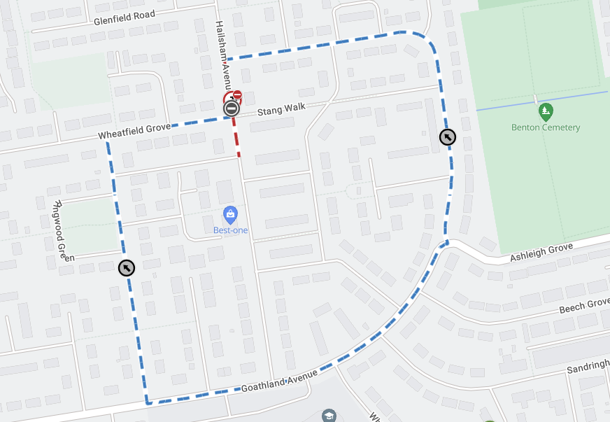 NTCouncilTeam's tweet photo. @tracymnho Hi, its a small section as per the attached plan with a diversion in place for the duration of works. The small red line is the extent of the closure and the blue dotted line is the diversion. https://t.co/8sa6K9SBUe