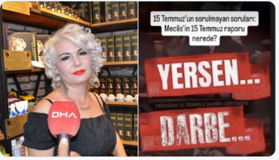 Galipilhaner's tweet photo. Ha 1. Kurtuluş Savaşı olmadı demişsin 
ha 2. Kurtuluş Savaşı 15 Temmuz olmadı demişsin. 
İkisi de aynı.

Ha 1. Kurtuluş Savaşını küçümsemişsin 
ha 15 Temmuz 2. Kurtuluş Savaşını küçümsemişsin. 
İkisi de aynı.
***
"Mardinli Marilyn Monroe” 15 Temmuz paylaşımı nedeniyle tutuklandı!

Mardin’de esnaflık yapan ve Marilyn Monroe’ya benzerliğiyle tanınan Melek Akarmut, 15 Temmuz darbe girişimine ilişkin sosyal medya hesabından yaptığı paylaşımın ardından gözaltına alınmış.

Polis merkezindeki sorgusu tamamlanan Akarmut, Mardin Adliyesi’ne sevk edildi. Savcılıktaki işlemlerinin tamamlanmasından sonra nöbetçi sulh ceza hakimliğine çıkarılan Akarmut, "halkı yanıltıcı bilgiyi alenen yayma" suçlamasıyla tutuklanarak, cezaevine gönderildi.

Tutuklama kararının ardından Akarmut'un sosyal medya hesabından yakınları tarafından açıklama yapıldı. Paylaşımda, "Melek Karahan kişisel görüş ve acizane fikrinden dolayı, normal 15 Temmuz videosu paylaştığı için Mardin Kapalı Cezaevi'ne gönderildi" ifadeleri kullanıldı.