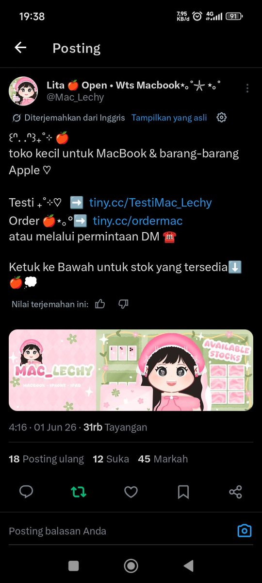 hny_yeol's tweet photo. @Mac_Lechy dine kakk🤗 maaciwww banyaa kakk, semoga akuun ku kelirikk💕❤ https://t.co/3bDEQF8Dzg