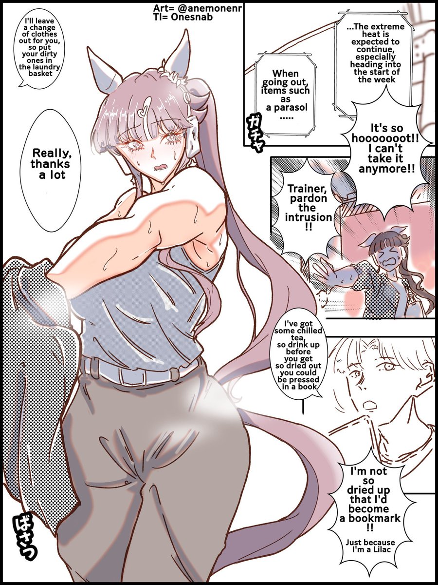 01s_nab23's tweet photo. Art by = @anemonenr
TL:EN 
"Lala tumbling into your room" 
 #ウマ娘 #Umamusume #ウマ娘英訳 #UmaTranslations https://t.co/BWqswIuKuC