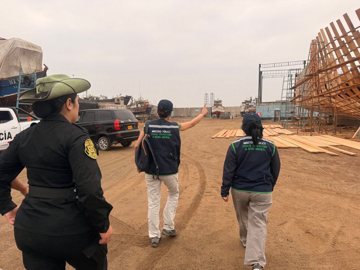 FiscaliaPeru's tweet photo. ✅ La diligencia fue liderada por la fiscal provincial Evelyn La Madrid Vences, con la participación de los fiscales adjuntos Esneider Bustamante Delgado y Nataly Gonzáles Pastor, en coordinación con la Dirección de Medio Ambiente de la Policía Nacional, Produce y la Capitanía de Puerto de Chimbote.