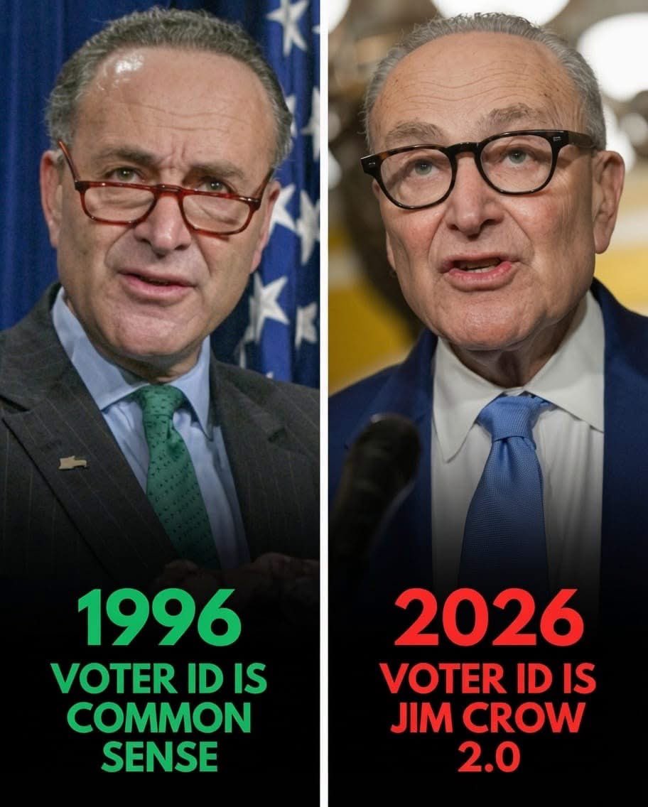 MikeBales's tweet photo. Mr. Schumer has lied for so long he’s forgotten how to tell the truth. Honest in 1996, completely unmasked in 2026. Hypocrisy doesn’t get any better than this. https://t.co/IutMHsNJq6