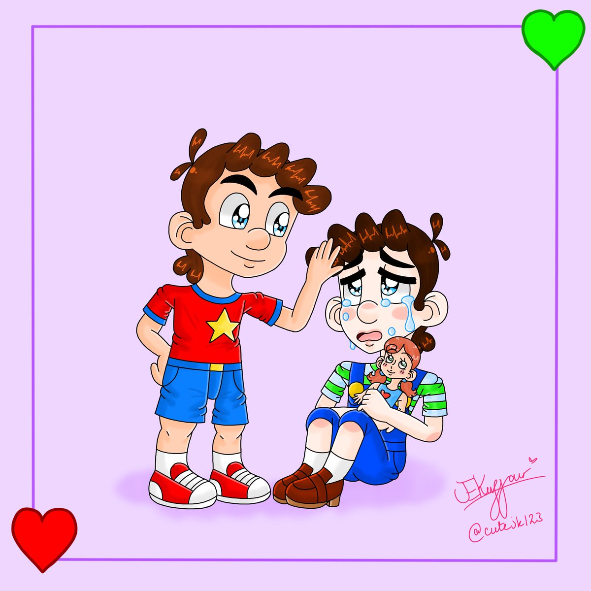 CuteJK6's tweet photo. 5 year old Mario and Luigi showing their brotherly love ❤️💚

Somebody made Luigi cry for carrying his dolls, then Mario noticed his little brother and comforted him  #mariofanart #marioandluigi #myart #supermariobros #digitalartㅤㅤㅤㅤ https://t.co/jisKEZP1Um