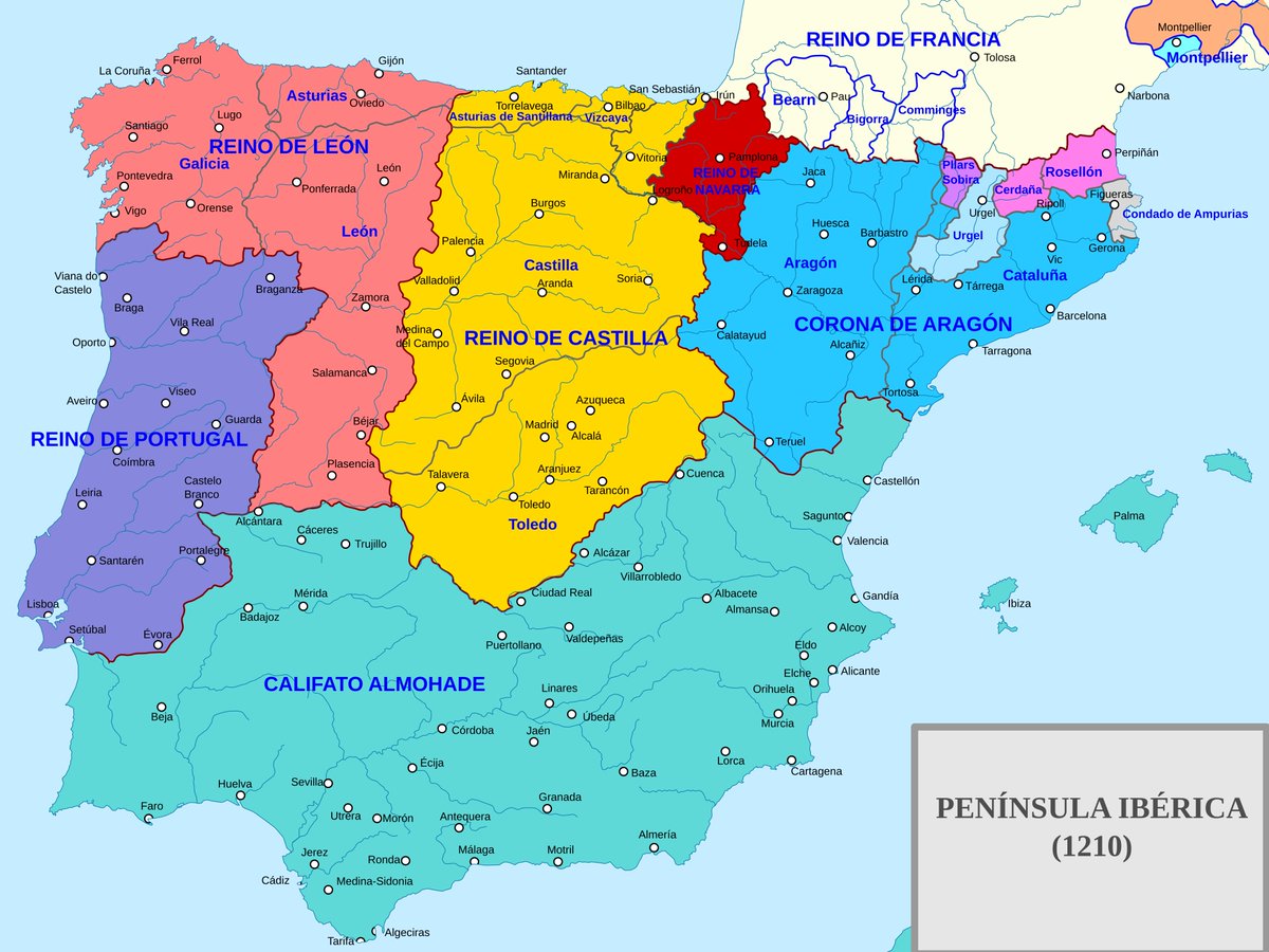 RMedievo's tweet photo. La Península Ibérica poco antes de la Batalla de las Navas de Tolosa. https://t.co/YfcdzDMVAD
