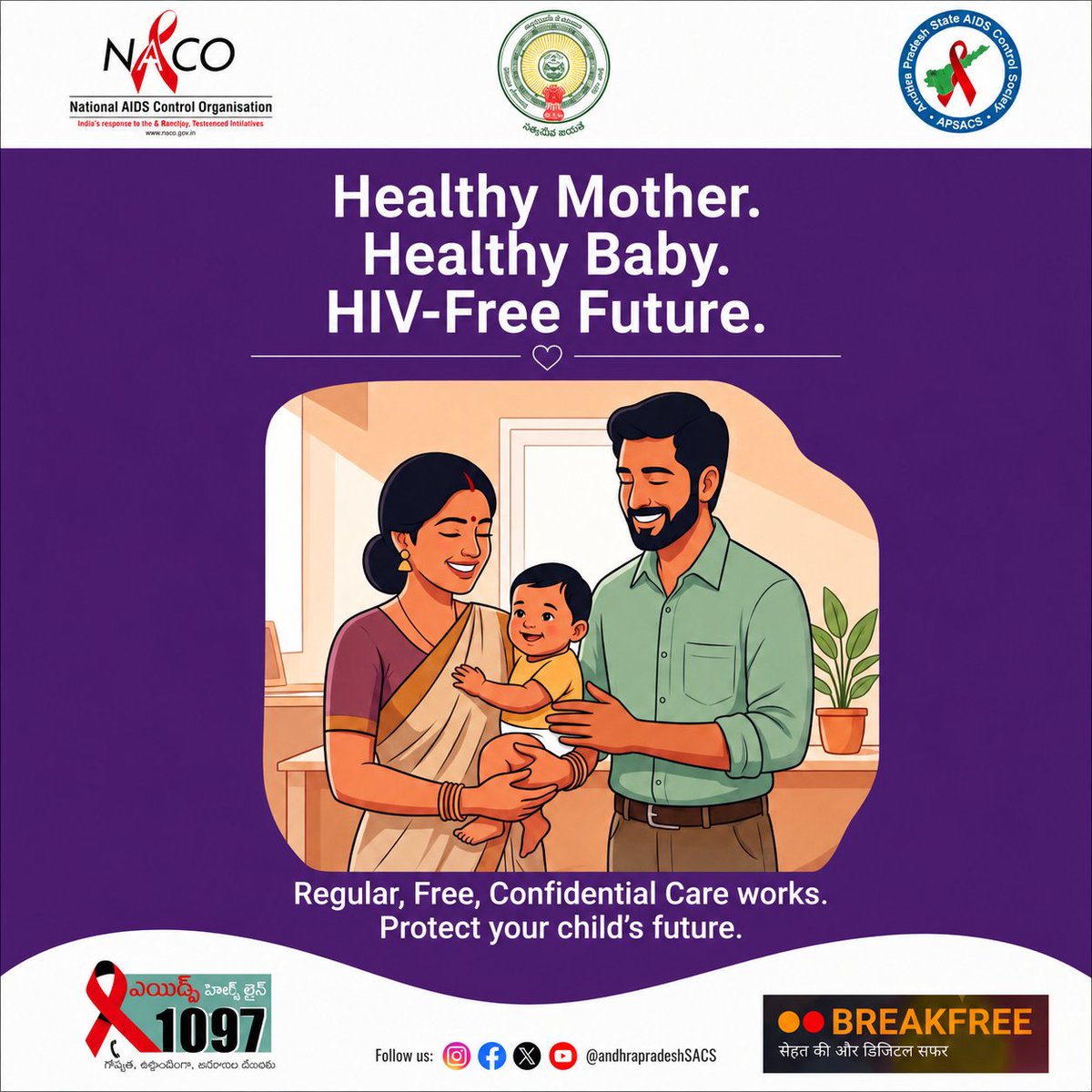 APSACS2020's tweet photo. Early testing and timely treatment help prevent mother-to-child transmission of HIV and give every baby a healthy future.
#IndiaFightsHIVandSTI #HIVAwareness #STIAwareness #GetTested #SafeRelationships #HealthyChoices #ProtectYourPartner #EndAIDS #BreakTheStigma https://t.co/5lhG0SWHVu