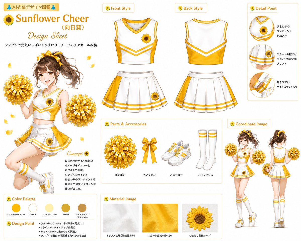 👗AI衣装デザイン図鑑👗 Megumix Simple Cheerleader Collection