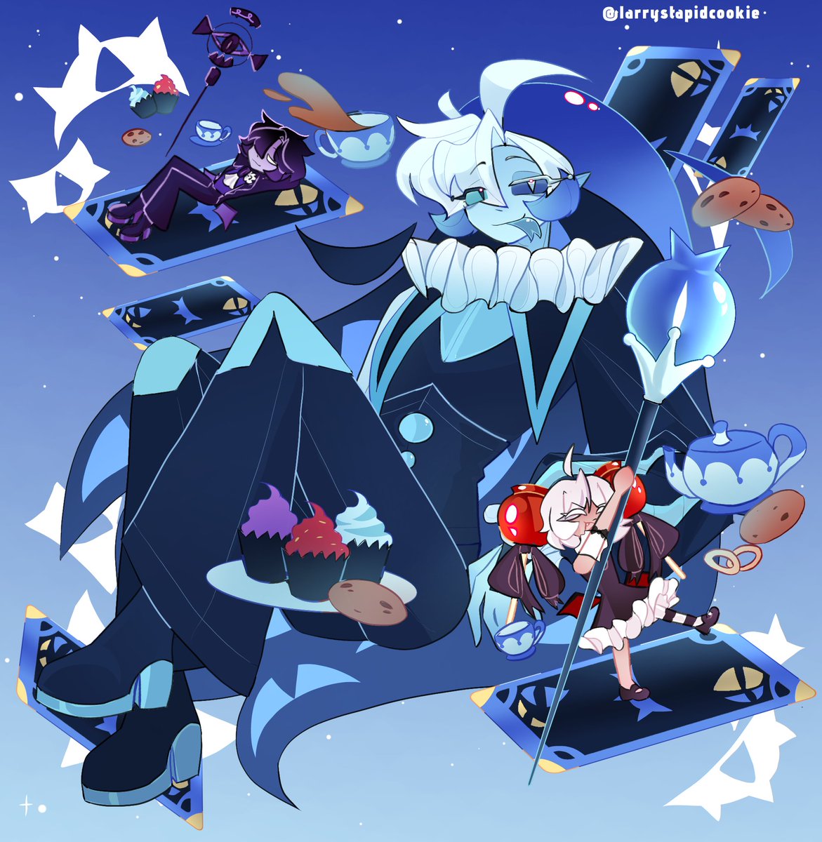 larrystapidcook's tweet photo. Hi! My nickname is Larry. After quite a long time, I’ve finally decided to come to this platform — to either delight or not so delight people’s eyes with my art. 

#cookirunkingdom #shadowmilkcookie #blacksapphirecoookie #candyapplecooki https://t.co/wyWdQ8ld2y