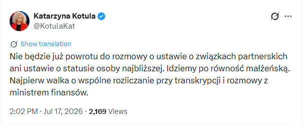HubnerrMax's tweet photo. Właśnie potwierdzili słuszność weta Nawrockiego xD

Upchnęli w ustawie o innej nazwie i innym znaczeniu, takie zapisy, by doprowadzić właśnie do "równości małżeńskiej", a następnie do rewolucji lewicowej, w tym adopcji dzieci przez pary homoseksualne.

Maski cudownie opadają. https://t.co/56H0lSHEAO