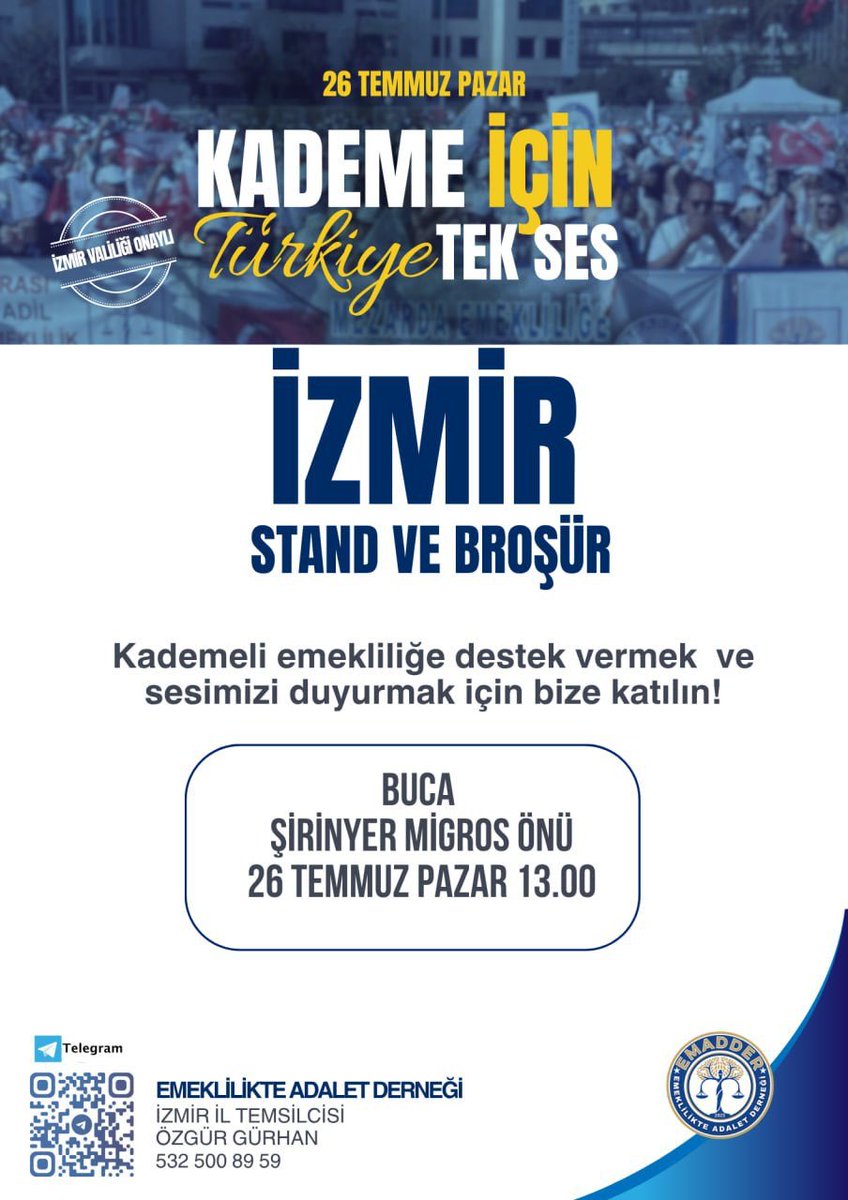 OmerOzcelebi01's tweet photo. İzmir kademe için Tek ses

#KademeİçinTekSes https://t.co/goSm7tKUli