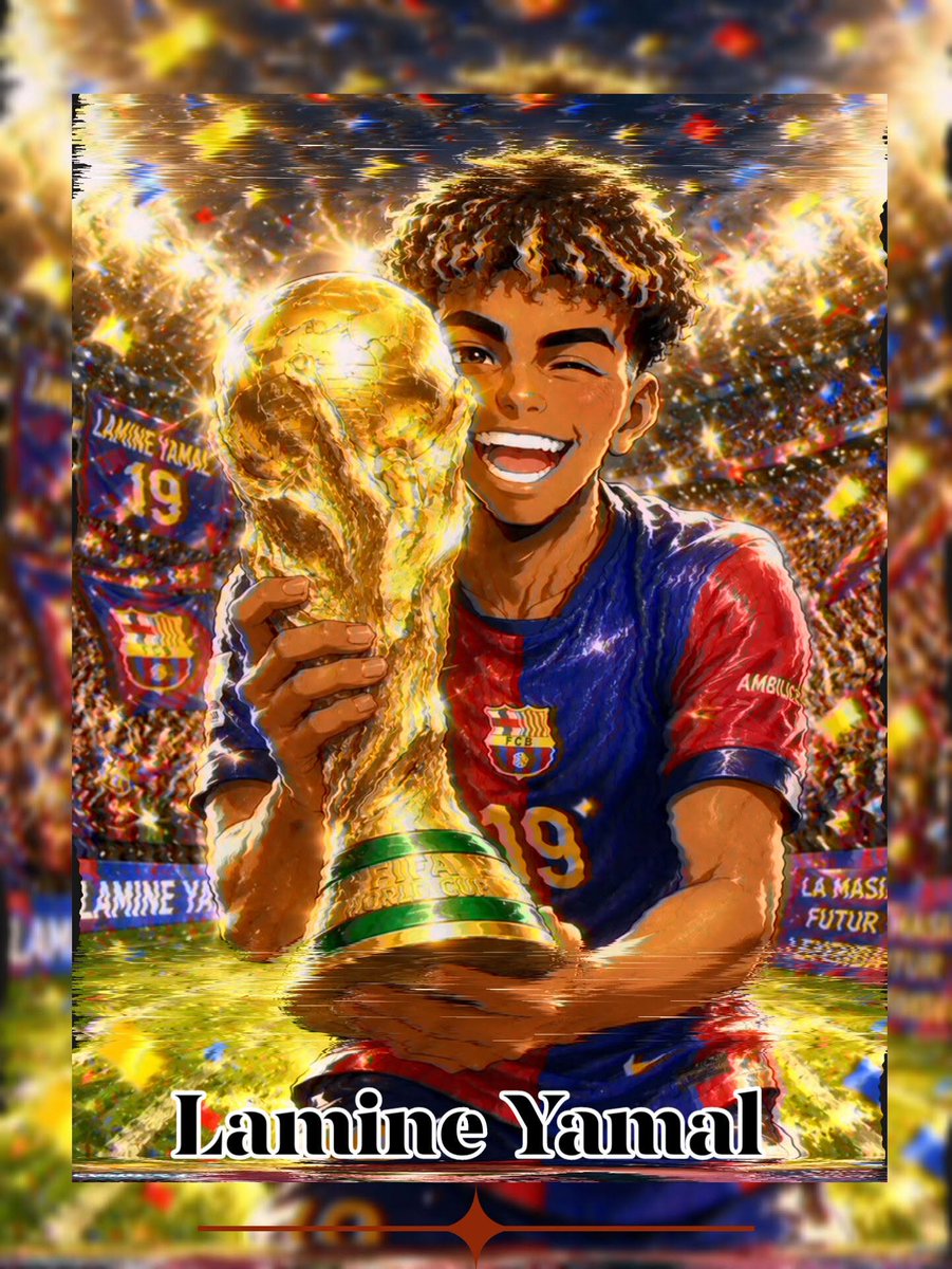 BallXSports's tweet photo. At just 19 years old, Lamine Yamal is ready to play in the first FIFA World Cup final of his career. .
With his fearless dribbling, creativity, and maturity beyond his years.
Will Lamine Yamal lead Spain to World Cup glory? 
#spain #lamineyamal #WorldCup2026 https://t.co/3xNbXVuXne