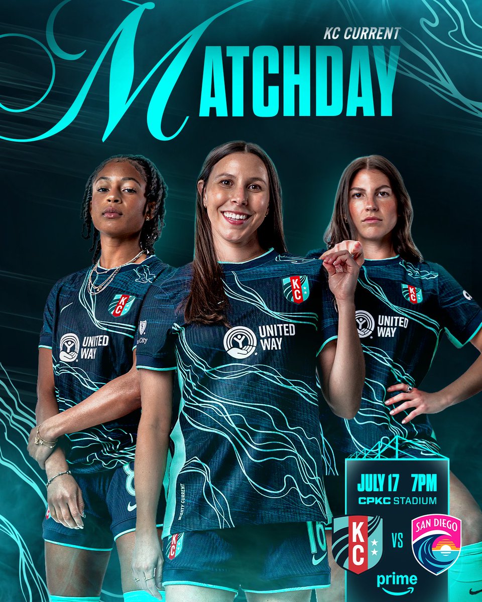 thekccurrent's tweet photo. THERE’S NOTHIN’ STRONGER THAN A CURRENT 💪

🆚 San Diego Wave FC 
⏰ 7PM CT 
🏟 @cpkcstadium 
📺 @SportsonPrime https://t.co/aJs8tAAM4l