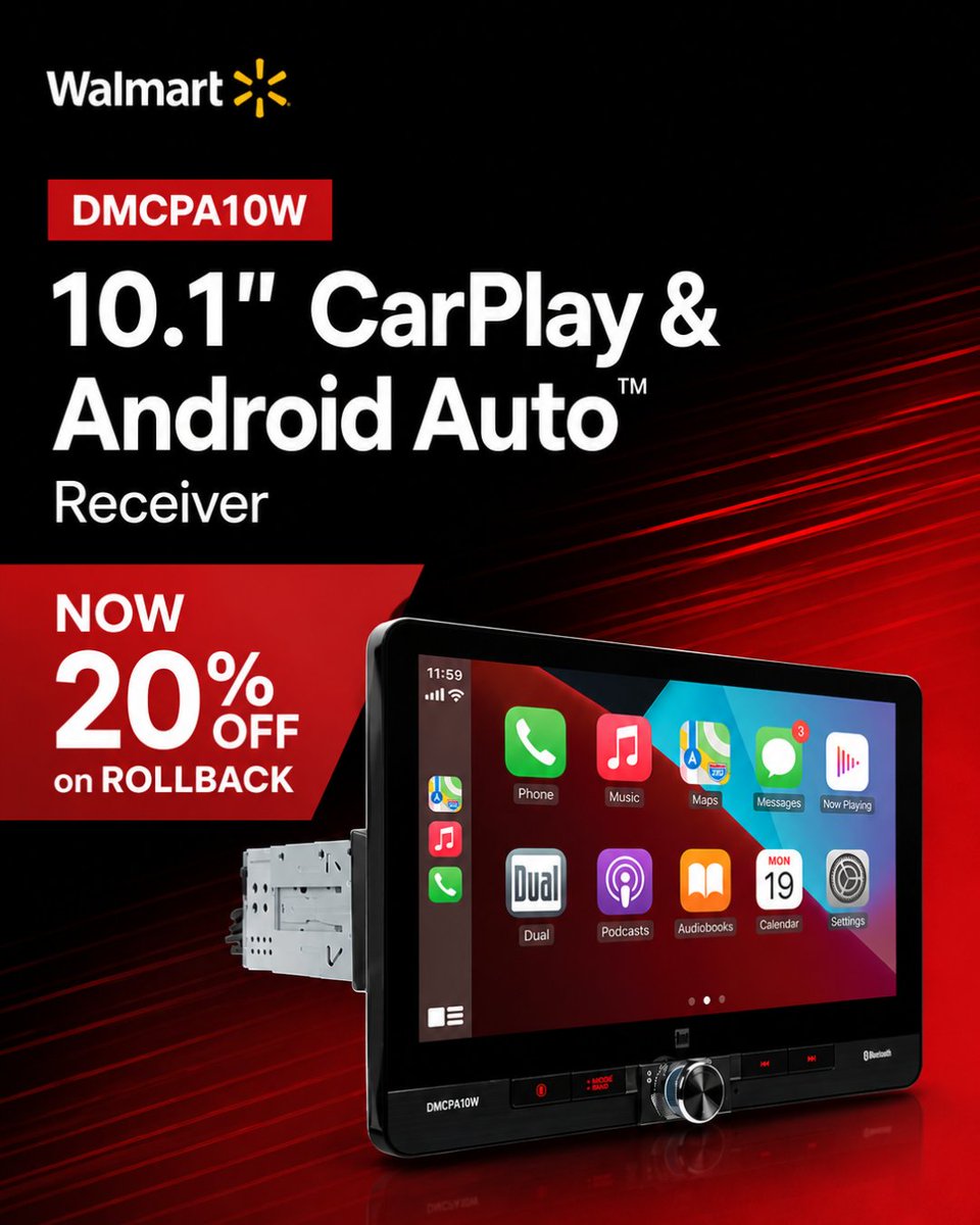 DualElectronics's tweet photo. ⚡SUMMER ROLLBACK DEALS ARE HERE!⚡
Now through 7/22, save 20% on select Dual receivers and transform your daily drive with Apple CarPlay &amp; Android Auto. Hurry before the sale ends! https://t.co/aTWGjYRrh8 https://t.co/0cpLWNKow6