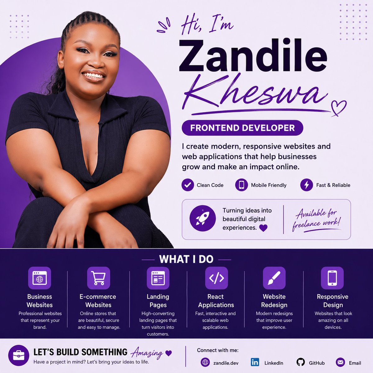 ZandileDev's tweet photo. Check out my portfolio, link in bio🚀 https://t.co/01xq2yT2Nm