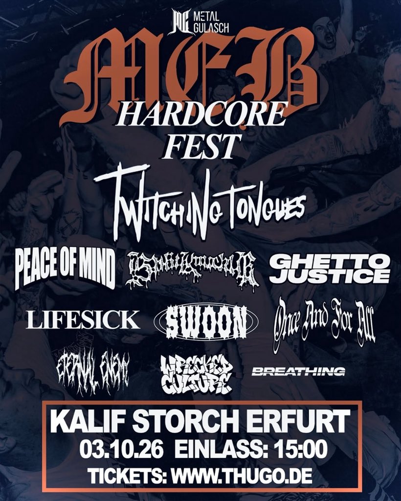 lifesickhc's tweet photo. Excited to be back in Erfurt this October for a stacked lineup at MEB Hardcore Fest! https://t.co/JXCzu91JdF