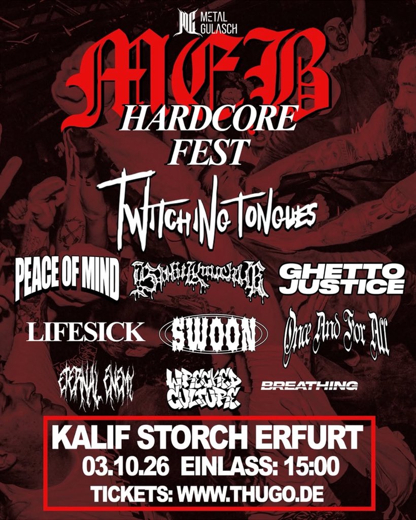 lifesickhc's tweet photo. Excited to be back in Erfurt this October for a stacked lineup at MEB Hardcore Fest! https://t.co/JXCzu91JdF