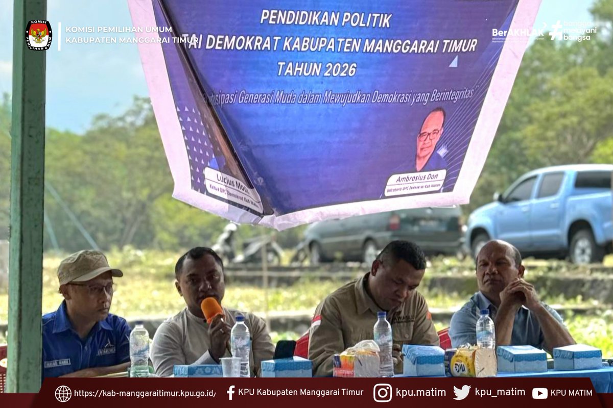 kpu_matim's tweet photo. #TemanPemilih, Ende, Ema, Ase, Kae, Lawa Manggarai Timur Ata Momang Dami

Anggota KPU Kab. Manggarai Timur, Abdul Haris, ikuti kegiatan pendidikan politk, Jumat (17/7/2026). Berita selengkapnya kunjungi : 🌐Web : https://t.co/y65FeUWcp4

#kpumanggaraitimur
#kpumelayani https://t.co/UUYYTXxB7u