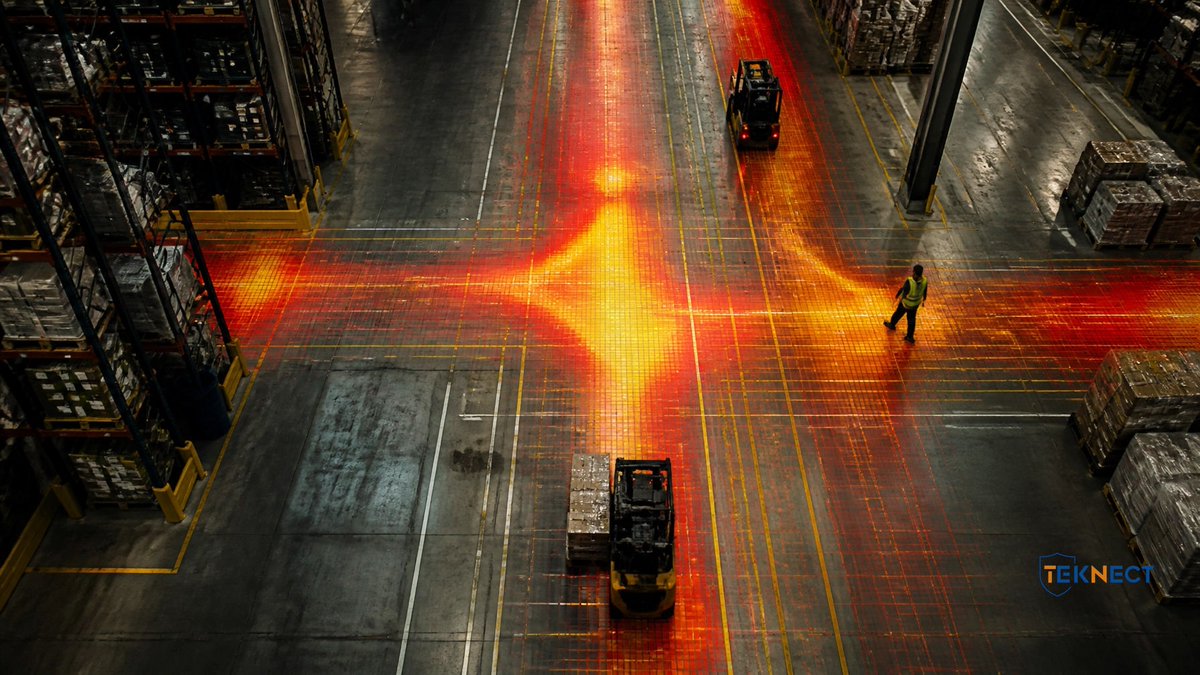 TEKNECTGlobal's tweet photo. Your safety dashboard shows zero collisions this quarter. That's a data desert. Near-misses are ghosts: unrecorded and repeating. TEKNECT's AI heatmap captures every close-call in real time. Stop managing ghosts. Start mapping truth. #HeatmapTruth #SafetyFirst #TEKNECT https://t.co/rBemp9KS7t