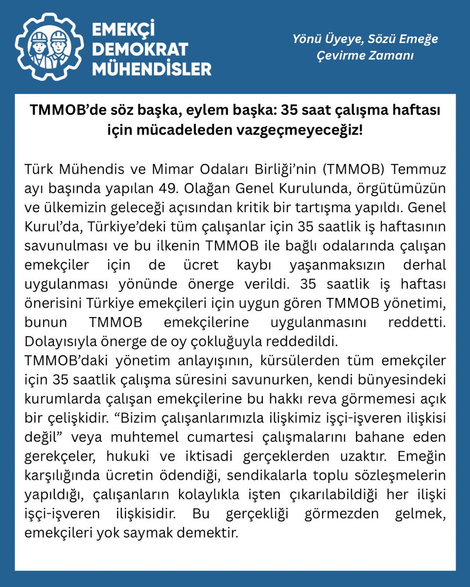 emekci_muhendis's tweet photo. Emekçi Demokrat Mühendisler’in ortak açıklaması https://t.co/vjuaoWLCTC