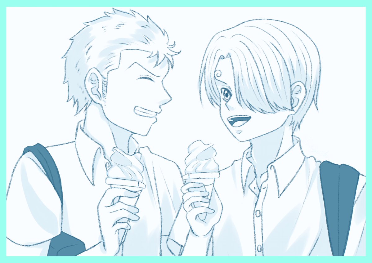 sazanka_124's tweet photo. 夏休み前の放課後☀️🍦
#ゾロサン
#zs https://t.co/V0vWuh3ZbA