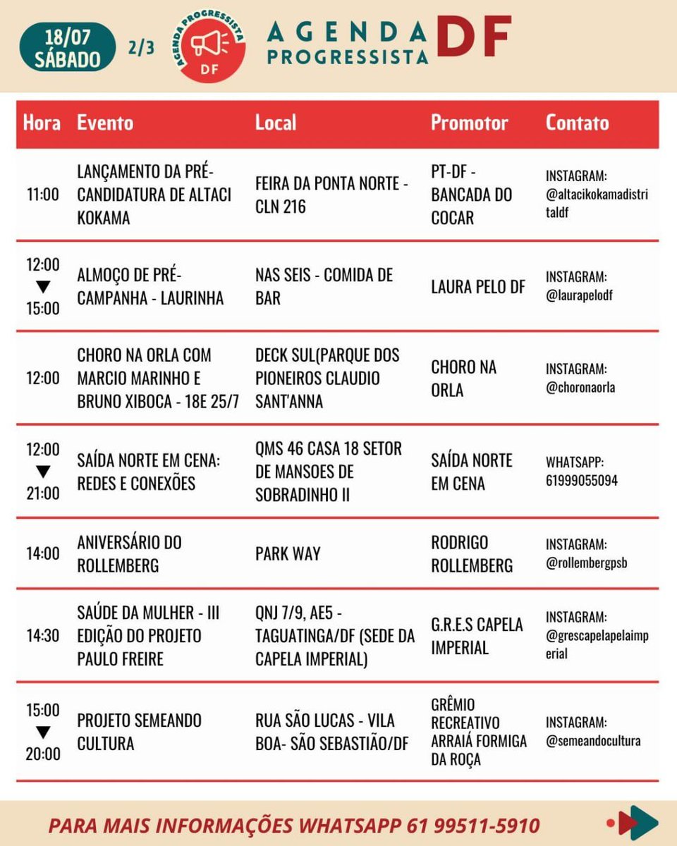 AgendaProgDF's tweet photo. ✨ AGENDA PROGRESSISTA DF 

ATUALIZAÇÃO 17 A 23/07

Fim de semana chegando… bora pra LUTA?
✊🏽✊🏾✊✊🏿

PRÓXIMA ATUALIZAÇÃO EM 18/7/26. 🚩

ACESSE NOSSA AGENDA COMPLETA NO INSTAGRAM.

TARIFLÁVIO TAXOU VOCÊ
DEFENDA O BRASIL 
FORA TRUMP E SUAS TARIFAS
BOLSONAROS INIMIGOS DO POVO

🧶 https://t.co/mZv4rKhjqm