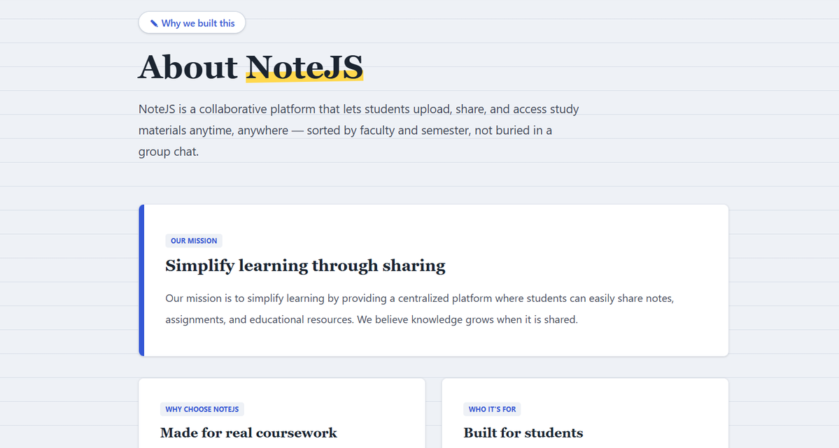 Pratik1671's tweet photo. Day 47 suiiiii

Updated the UI of the Hero and About pages in my NoteJS project to improve the overall look and user experience.

gotta look cool af

@lftechnology #60DaysOfLearning2026 #LearningWithLeaping #LSPPDay47 #LeapfrogConnect https://t.co/HGyurCAEu6