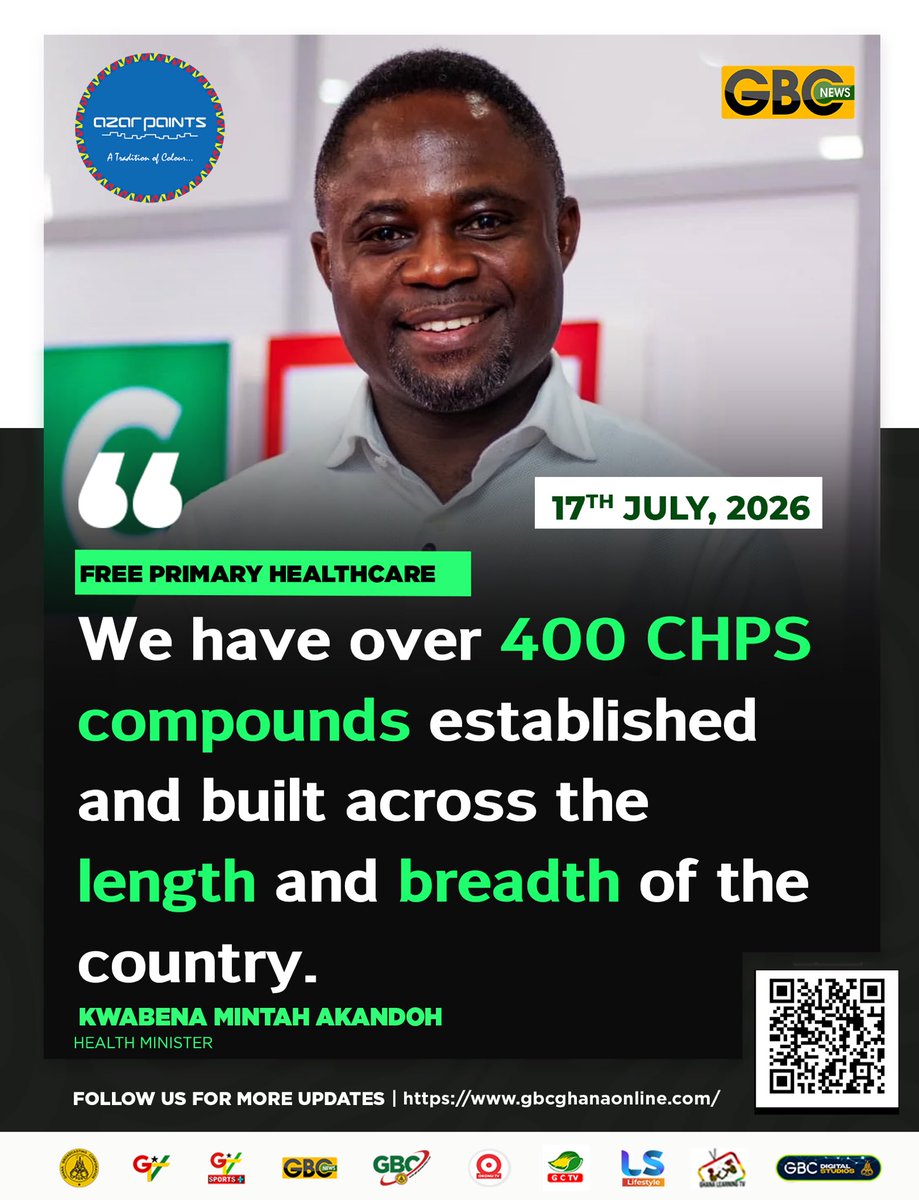 GTV_Ghana's tweet photo. "We have over 400 CHPS compounds established and built across the length and breadth of the country." — Kwabena Mintah Akandoh, Health Minister
#Healthcare #PrimaryHealthcare #GBCNews #CHPSCompounds https://t.co/mtvVsVUDnO