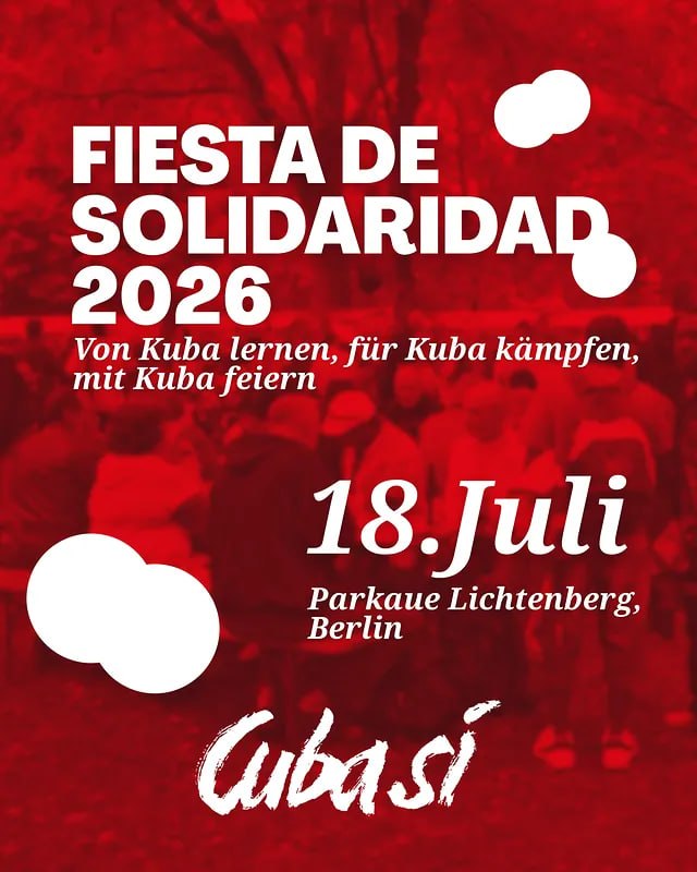 BerlinDemo's tweet photo. 💥Announcement Saturday 18.07.2026💥
🇨🇺✊🏽Learn from Cuba, fight for Cuba, celebrate with Cuba✊🏽🇨🇺
18.07.2026 | 2.00 pm | Lichtenberger Parkaue 10367 Berlin
Directions: U5, S8, S41, S42, S85, Tram 16, M13 Frankfurter Allee
📣 Call: https://t.co/7d06tYHWcT
#b1807 #Cubasi https://t.co/TTVIpuiREH