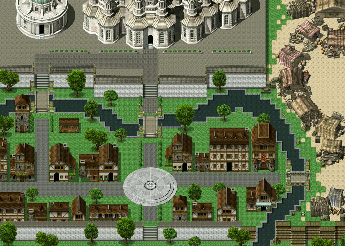 FG_VXACE's tweet photo. #プレミアムツクールデー #エデンズディストラクション #RPGツクールMZ
作成中の町マップ https://t.co/zuQdHrM1bk
