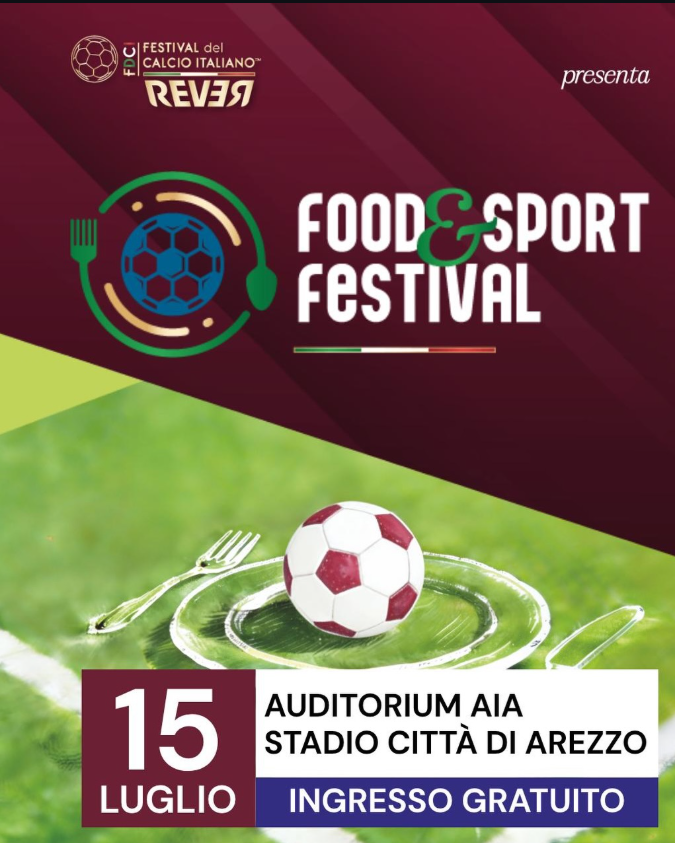 FestivalCalcio's tweet photo. Il Festival del Calcio Italiano e Rever presentano la seconda giornata dell’evento FOOD e SPORT FESTIVAL

📅 15 Luglio
📍 Auditorium AIA – Stadio Città di Arezzo
🎟️ Ingresso gratuito

Scopri il programma su IG

https://t.co/GpPY9YyEAc https://t.co/DN4aTzfcOB