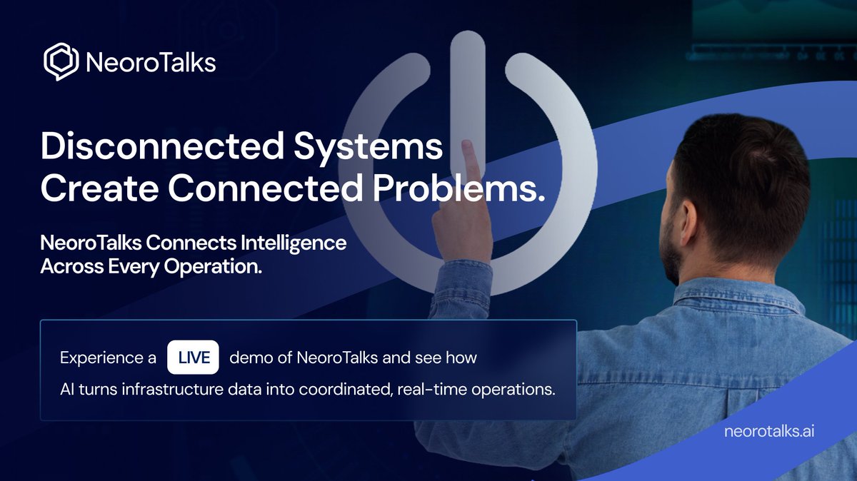 NeoroTalks's tweet photo. Smart cities need connected intelligence, not fragmented systems. 

@NeoroTalks enables faster, AI-powered infrastructure decisions. 

#Neorotalks #Talksandtalks #SmartCities #EnterpriseAI #SmartInfrastructure https://t.co/7fqmTyWKOX