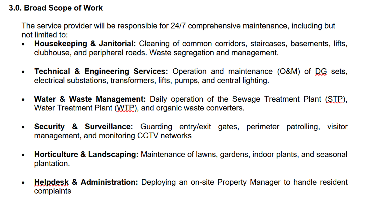 aof_bda's tweet photo. The EOI for empanelment of Facility Management Service (FMS) agencies for BDA Apartments has been released. The scope covers housekeeping, security, technical O&amp;M, STP/WTP operations, landscaping, waste management, &amp; on-site helpdesk services. 

@BDAOfficialGok | @Captain_Mani72 https://t.co/FRYG6mpeWz